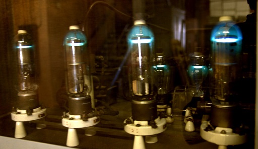 Tubes glow in the original transmitters at the former Marconi site